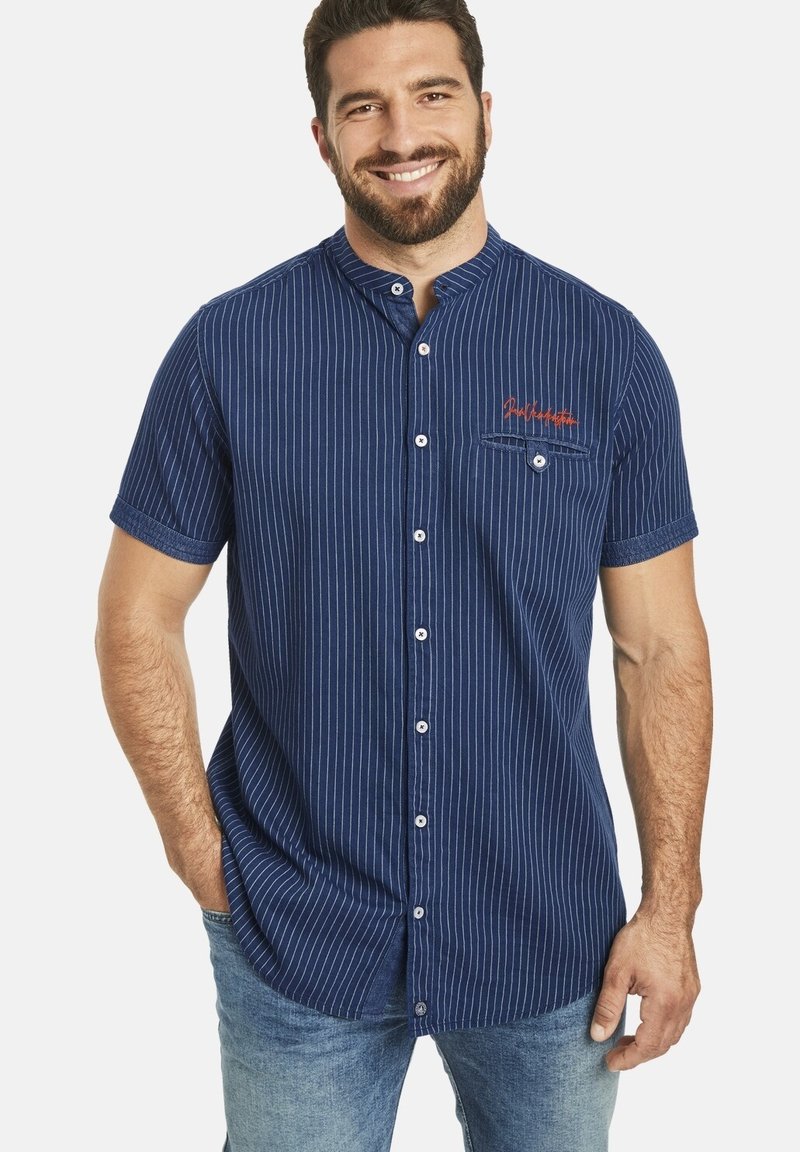 Jan Vanderstorm NALLE - Hemd - dunkelblau gestreift