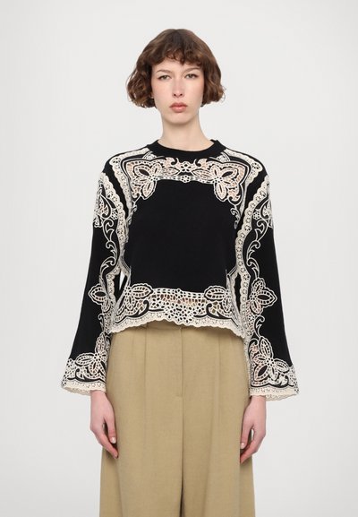 Sea GIANNA COMBO SWEATER - Strickpullover - black