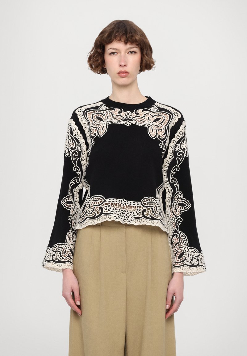 Sea GIANNA COMBO SWEATER - Pulóver - black
