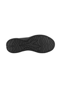Suola di scarpa in gomma nera con scanalature e motivi testurizzati. Presenta un design ondulato per una migliore aderenza. Nessun marchio o logo visibile.