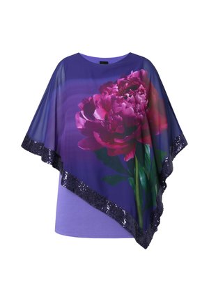 Ulla Popken, SEQUINED FLORAL LAYERED CHIFFON BLOUSE - Blouse - purple