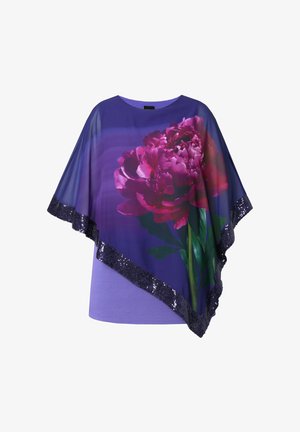 Ulla Popken, SEQUINED FLORAL LAYERED CHIFFON BLOUSE - Blouse - purple