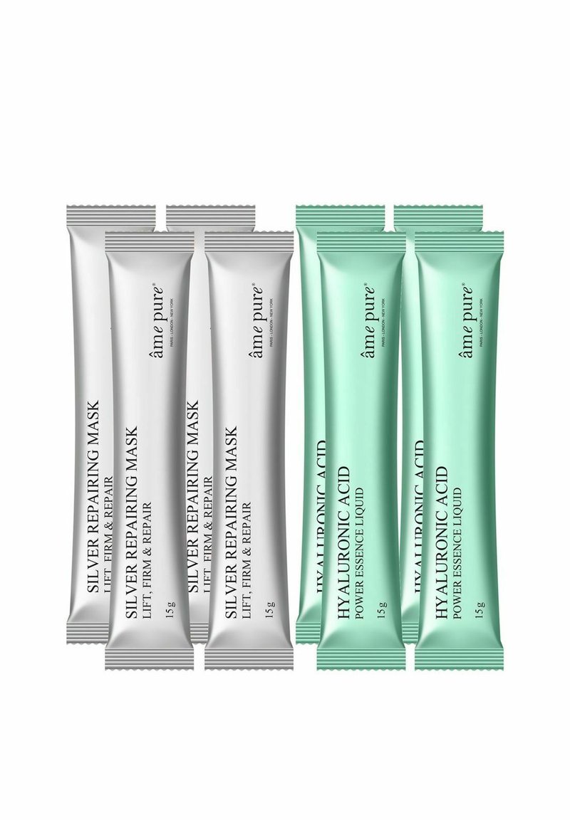 âme pure JELLY GLOW RUBBER MASK SILVER – PEEL-OFF – HYALURONIC ACID HYDRATING & ANTI-AGING FACE MASKS – 4 PCS - Ansiktsmaske