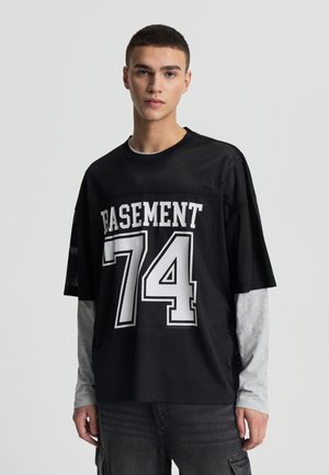 BOXY FIT A RETE CON STAMPA - T-shirt con stampa - nero