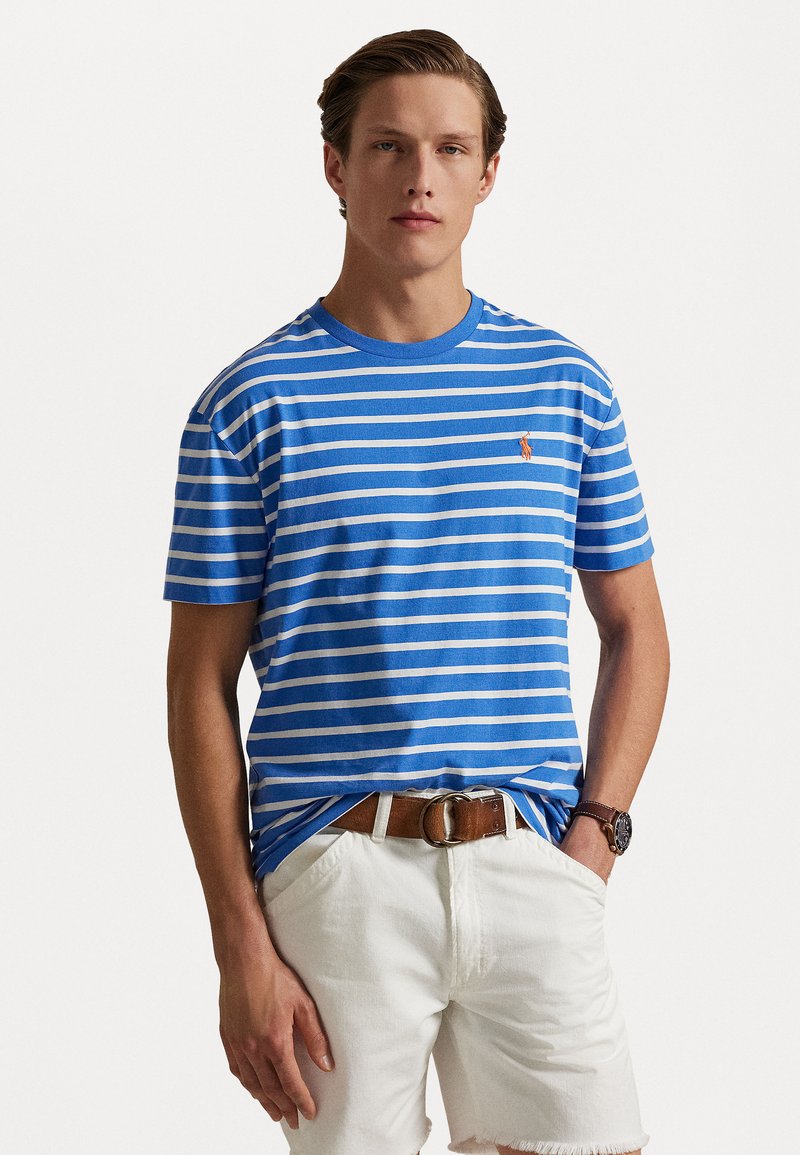 Polo Ralph Lauren - CUSTOM SLIM FIT STRIPED JERSEY T-SHIRT - T-shirt imprimé - embayment blue/white, Agrandir