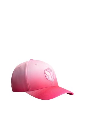 Pink gradient baseball cap with a structured crown, curved brim, and embossed logo at the front. Made from smooth, lightweight fabric.
