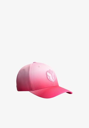 Pink gradient baseball cap with a structured crown, curved brim, and embossed logo at the front. Made from smooth, lightweight fabric.