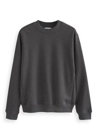 Tmavě šedá mikina s žebrovaným crew výstřihem, dlouhými rukávy a žebrovanými manžetami a lemem. Měkká textura s jednoduchým, klasickým designem.