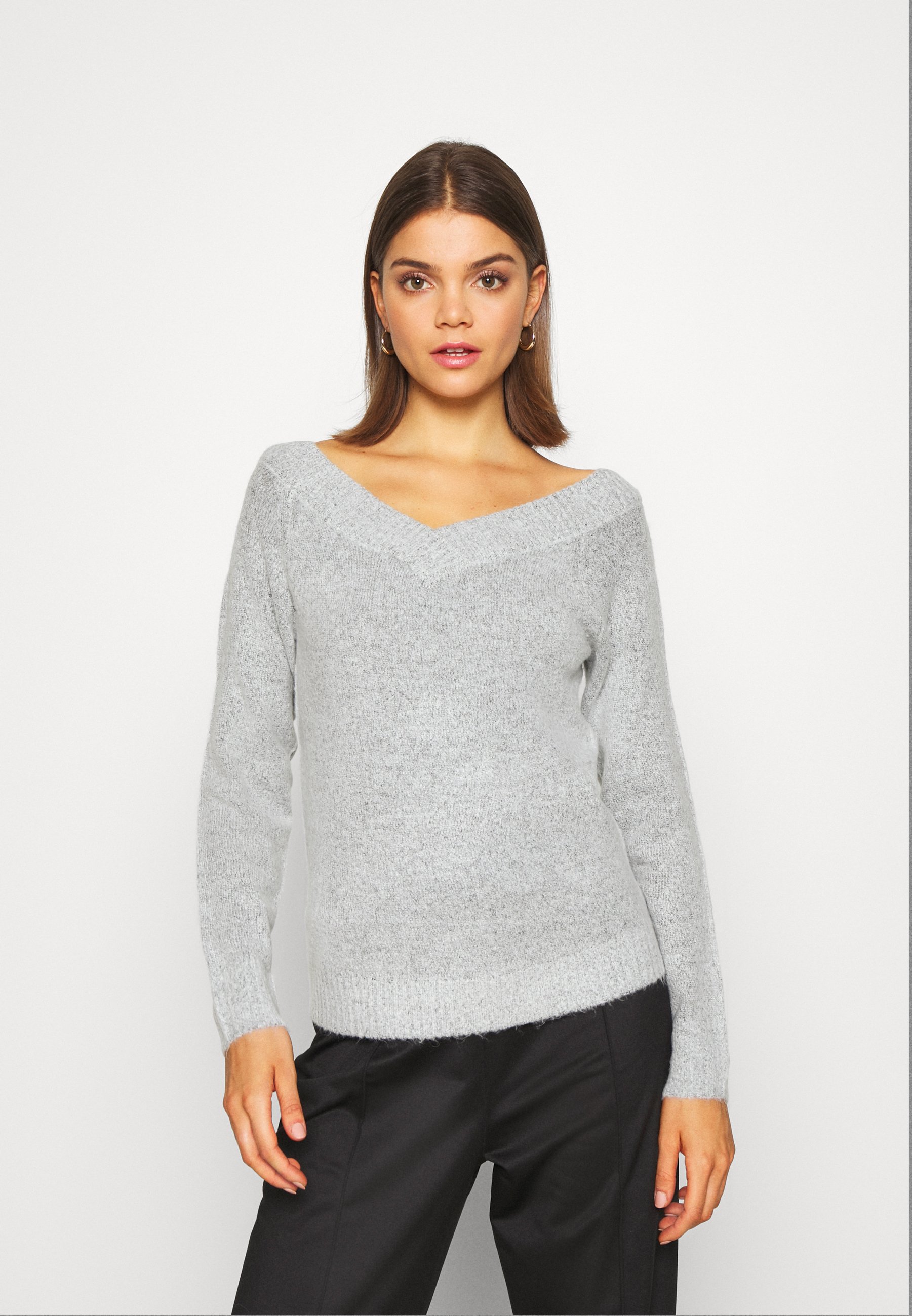 Vila VIKULPIA V NECK Trui light grey melange Zalando.nl Vila Trui light grey melange Zalando.nl