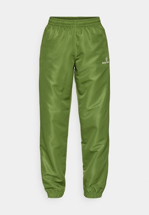Grüne, leichte, wasserabweisende Hose mit elastischem Bund und schmal zulaufenden Bündchen. Verfügt über ein kleines weißes Logo am linken Bein.