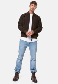 INDICODE JEANS MADDOC - Chaqueta de cuero - dk brown