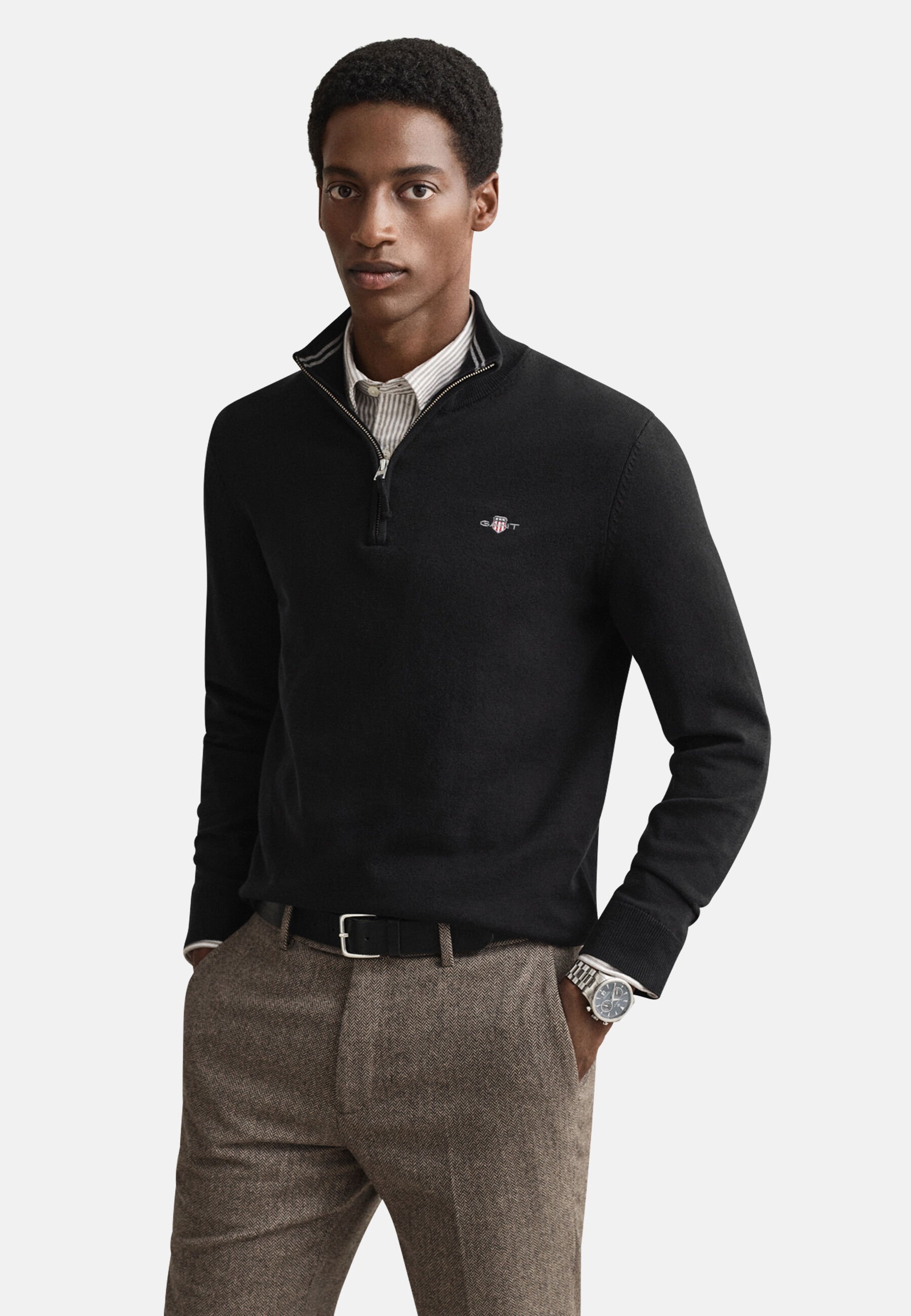 GANT CLASSIC COTTON HALF ZIP - Jumper - black - Zalando.co.uk