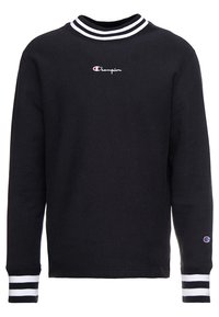 Felpa nera con colletto e polsini a righe. Presenta un piccolo logo Champion sul petto. Realizzata in un tessuto morbido, con maniche lunghe.