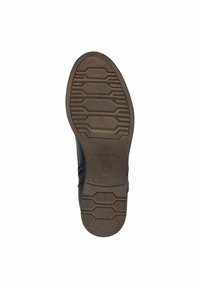 Talpa din cauciuc cu un model texturat, în formă de fagure, având un finisaj durabil, de culoare maro și un logo suprapus pe toc.