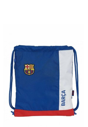 Sacca con coulisse con pannelli blu e bianchi, base rossa e badge del Barcellona FC. Realizzata in materiale resistente, presenta corde regolabili.