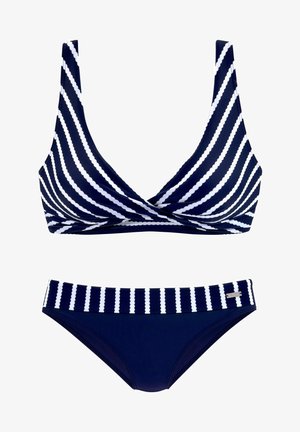 TRIANGEL SET - Bikinier - marine/weiß