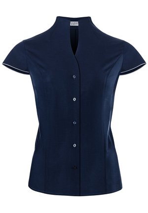 SLIGHTLY FITTED CUP SHAPED COLLAR SHORT SLEEVES - Button-down blouse - dunkelblau