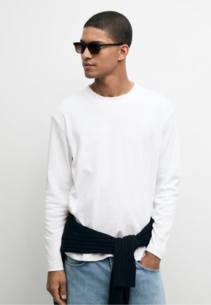 Massimo Dutti, 100% COTTON LONG SLEEVE T-SHIRT - Maglietta a manica lunga - white