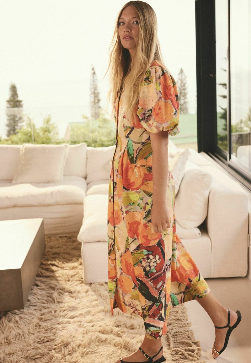 strapless open back dress Sunset Floral Print Button Down Mini Dress main image 1