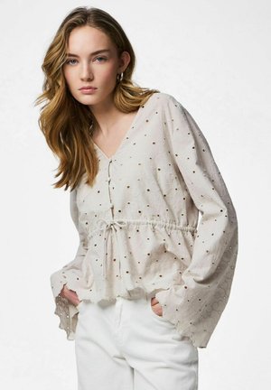 Pieces PCARMORINE LS EMBRODERI - Bluza - silver lining