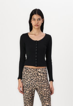 GAP POINTELLE SCOOP CARDI - Cardigan - black
