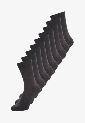Chaussettes crew gris foncé dans un pack de dix. Fabriquées dans un matériau lisse et extensible avec des bords côtelés et une conception de orteil sans couture.