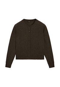 BUTTONED WITH CREW NECK - Cardigan - mottled dark brown
