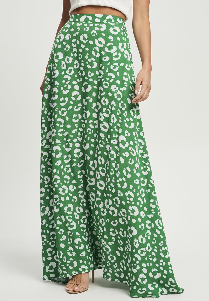 EMOTTOS Donna Boho Gonna, Lunga Stampata Alta Vita Elastica Floreale Gonna Gonne, Lunghe Estive Casual Vestito da Mare, Verde S