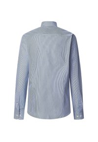 Camicia a maniche lunghe con bottoni, a righe blu e bianche, dotata di colletto dritto, bottoni ai polsini e una vestibilità rilassata.
