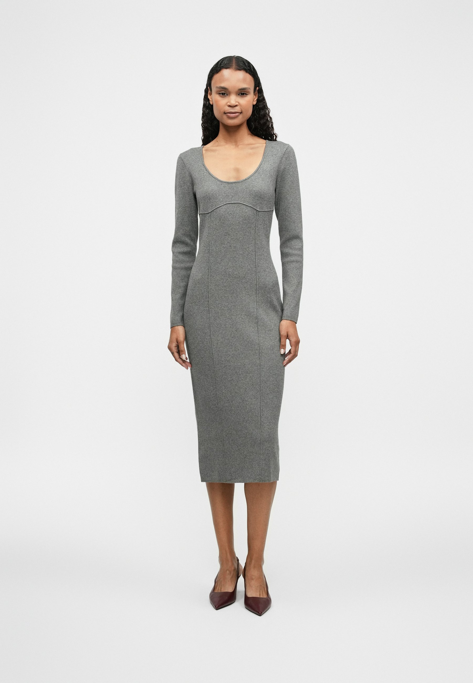 slim fit dress slacks Noa Grey Leopard Print Midi Dress main image 1