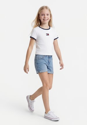 Tommy Hilfiger HERITAGE FLAG RIBBED EXTRA SLIM T-SHIRT - Μπλουζάκι με στάμπα - white
