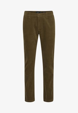 Olijf groene fluwelen broek met een gladde textuur, slim-fit, met een sluiting met knoop aan de voorkant en ceintuurlussen. Voorzien van een rechte pijpdesign.