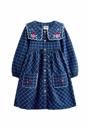 JoJo Maman Bébé, EMBROIDERED CHECK COLLAR DRESS - Skjortekjole - navy blue floral