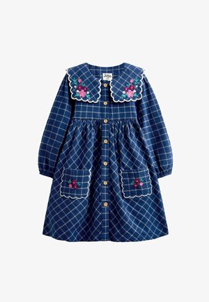 JoJo Maman Bébé, EMBROIDERED CHECK COLLAR DRESS - Skjortekjole - navy blue floral