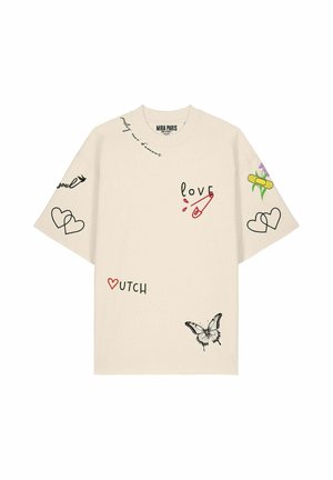 Mira Paris, TATTOO SWEETHEART OVERSIZED DROPPED SHOULDER TEE 26 UNISEX - Trükipildiga T-särk - off-white