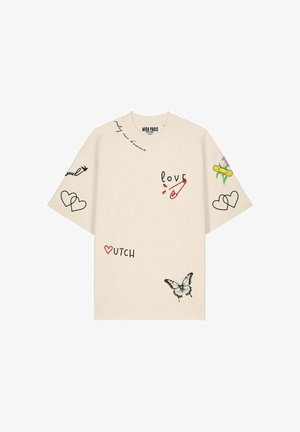 Mira Paris, TATTOO SWEETHEART OVERSIZED DROPPED SHOULDER TEE 26 UNISEX - T-shirt print - off-white