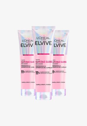 L'Oréal Paris ELVIVE GLYCOLIC GLOSS BALSAMO CON ACIDO GLICOLICO PER CAPELLI SPENTI E POROSI, PERFEZIONA LA SUPERFICIE DEL CAPELLO, 150 ML - 3 PACK - Balsamo