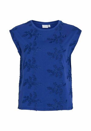 VILA, TOP RUNDHALS - Nyomott mintás póló - mazarine blue