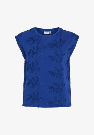 VILA, TOP RUNDHALS - Nyomott mintás póló - mazarine blue