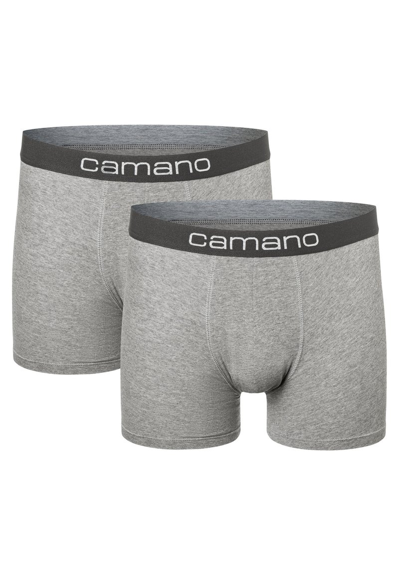 Boxer briefs grigi con un morbido tessuto misto cotone, caratterizzati da una cintura nera con il logo "camano" e un design aderente.