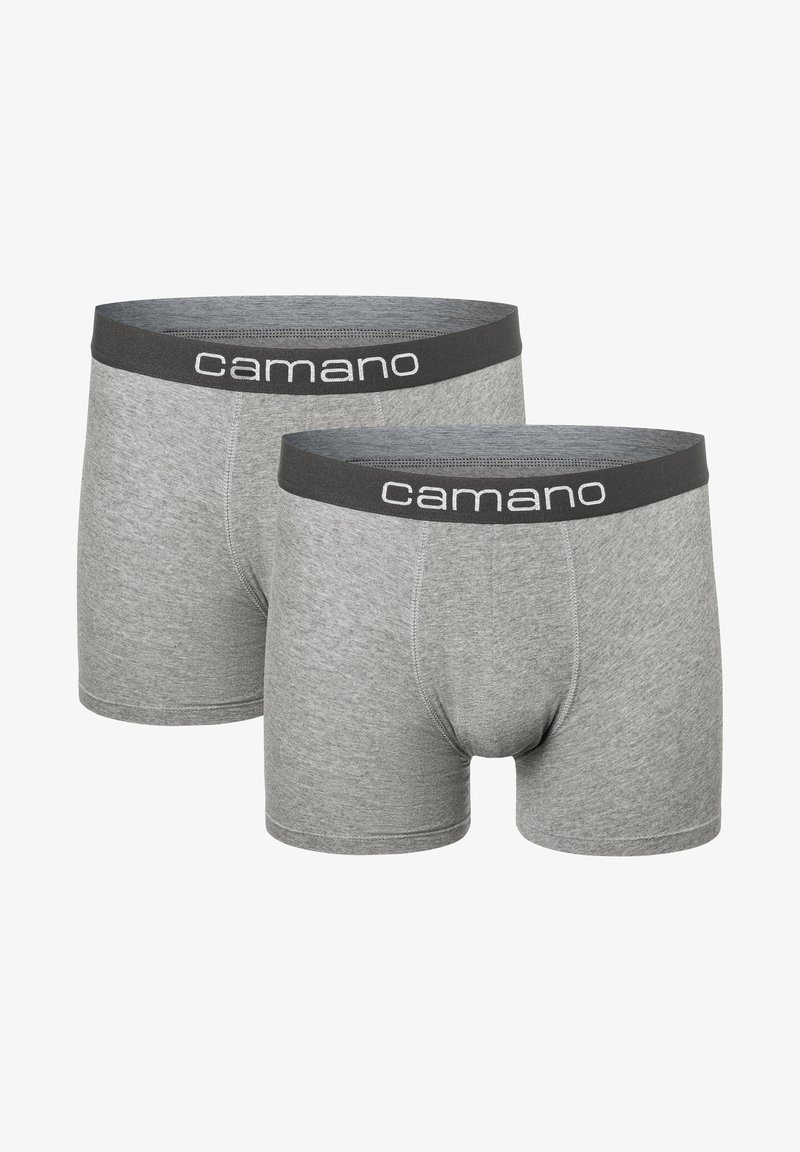 Grijze boxershorts gemaakt van een zachte katoenen stofmix, met een zwarte tailleband met het "camano" logo en een aansluitend ontwerp.