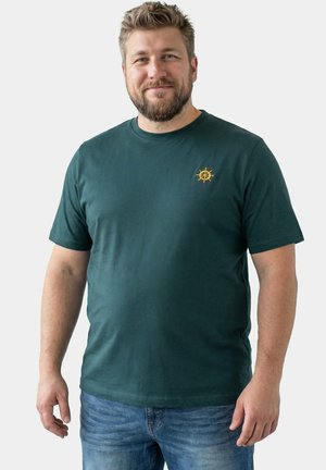 CHEST EMBROIDERY SHORT SLEEVE ROUND NECK - T-shirt imprimé - deep green