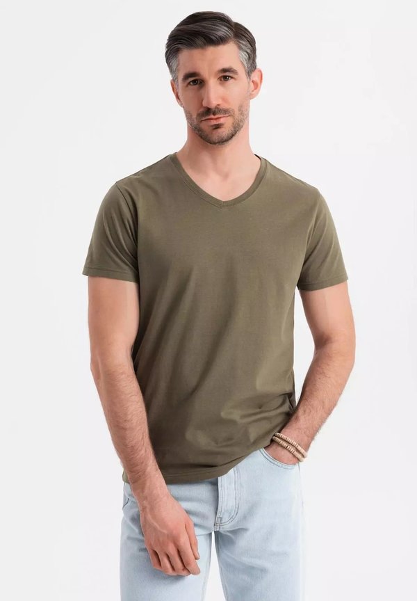 CLASSIC WITH A V-NECK - T-Shirt basic - dark olive