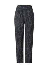 Pantaloni navy con un motivo geometrico in tonalità di beige, dotati di vita elasticizzata e cordoncino. Adatti per un look casual.