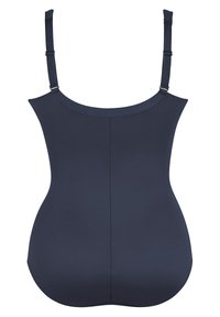 Navyblaue Bralette mit verstellbaren Trägern, glatter Textur, rundem Ausschnitt und nahtlosem Design. Bietet einen minimalistischen, modernen Stil.
