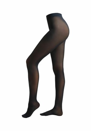 Collants noirs transparents avec une texture lisse, une taille haute et un design avec pieds, mettant en valeur une silhouette de jambe élancée et raffinée.