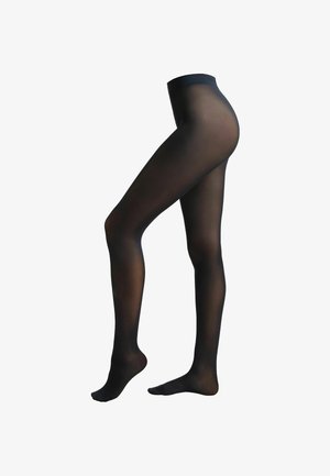 Collants noirs transparents avec une texture lisse, une taille haute et un design avec pieds, mettant en valeur une silhouette de jambe élancée et raffinée.