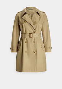 DOUBLE BREASTED COTTON BLEND TRENCH COAT - Gabardina - birch tan