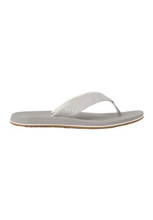 Herren Casual graue Flip-Flop Sandale mit breiten Stoffriemen und gepolsterter Sohle, entworfen für Komfort und den täglichen Gebrauch.