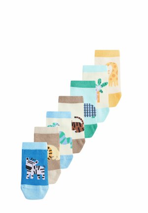 7 PACK RICH TRAINER - Socks - muted blue tan safari